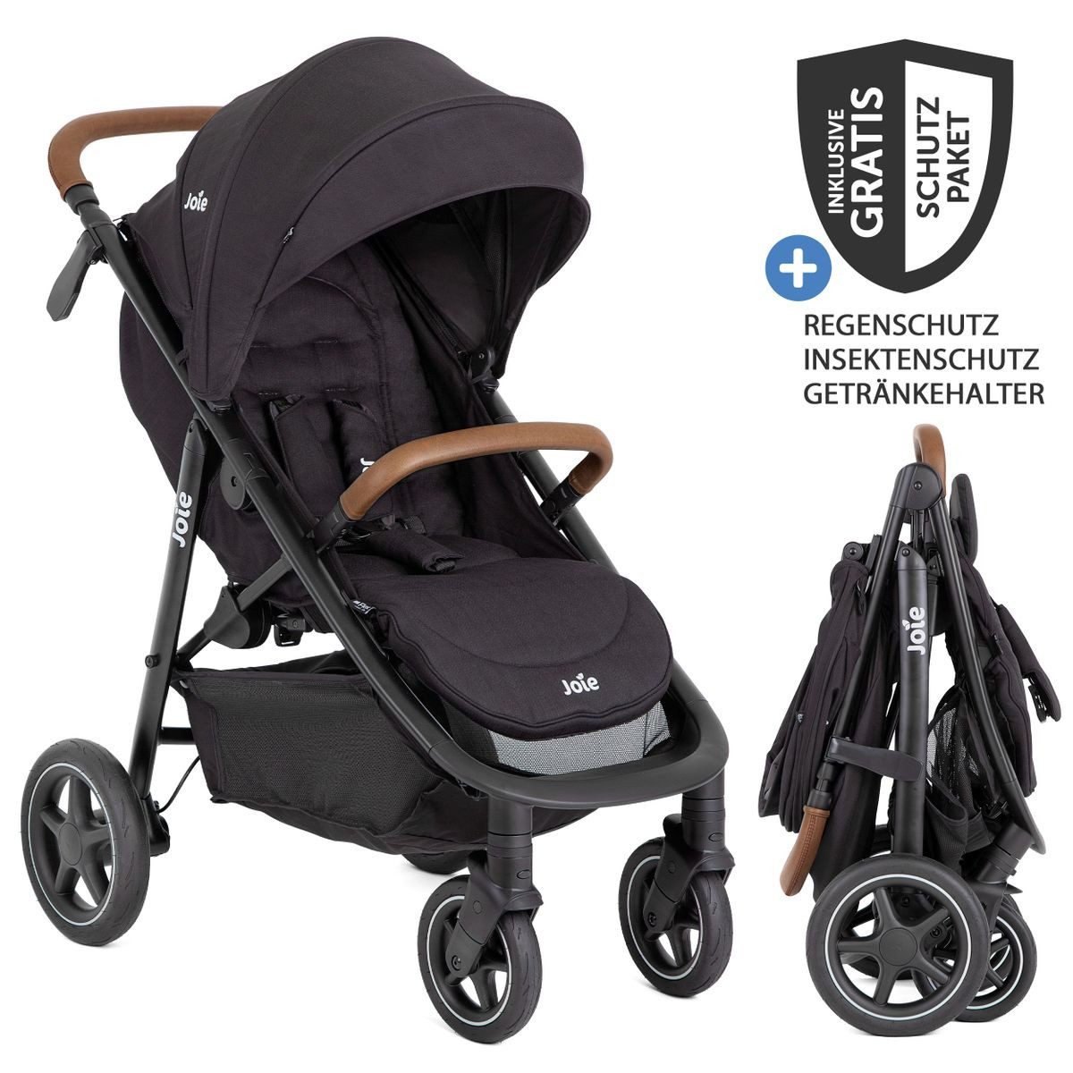 Joie Kinder-Buggy Mytrax Pro - Shale, Sportwagen mit Liegefunktion & Regenschutz höhenverstellbar bis 22 kg