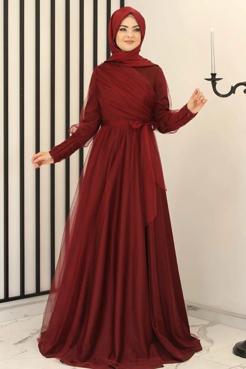 Modavitrini Tüllkleid Langärmliges Maxikleid Damen Muslimisches günstig online kaufen