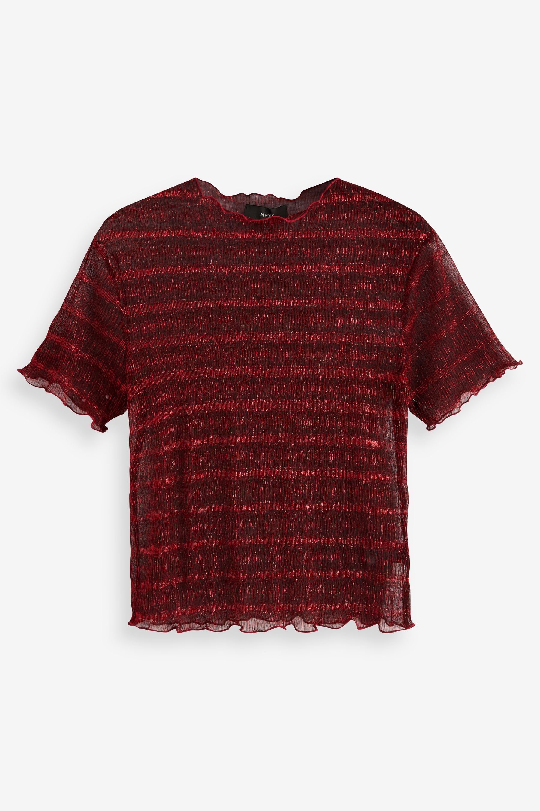 Next T-Shirt Glitzerndes Party-Top mit kurzen Ärmeln (1-tlg) Red