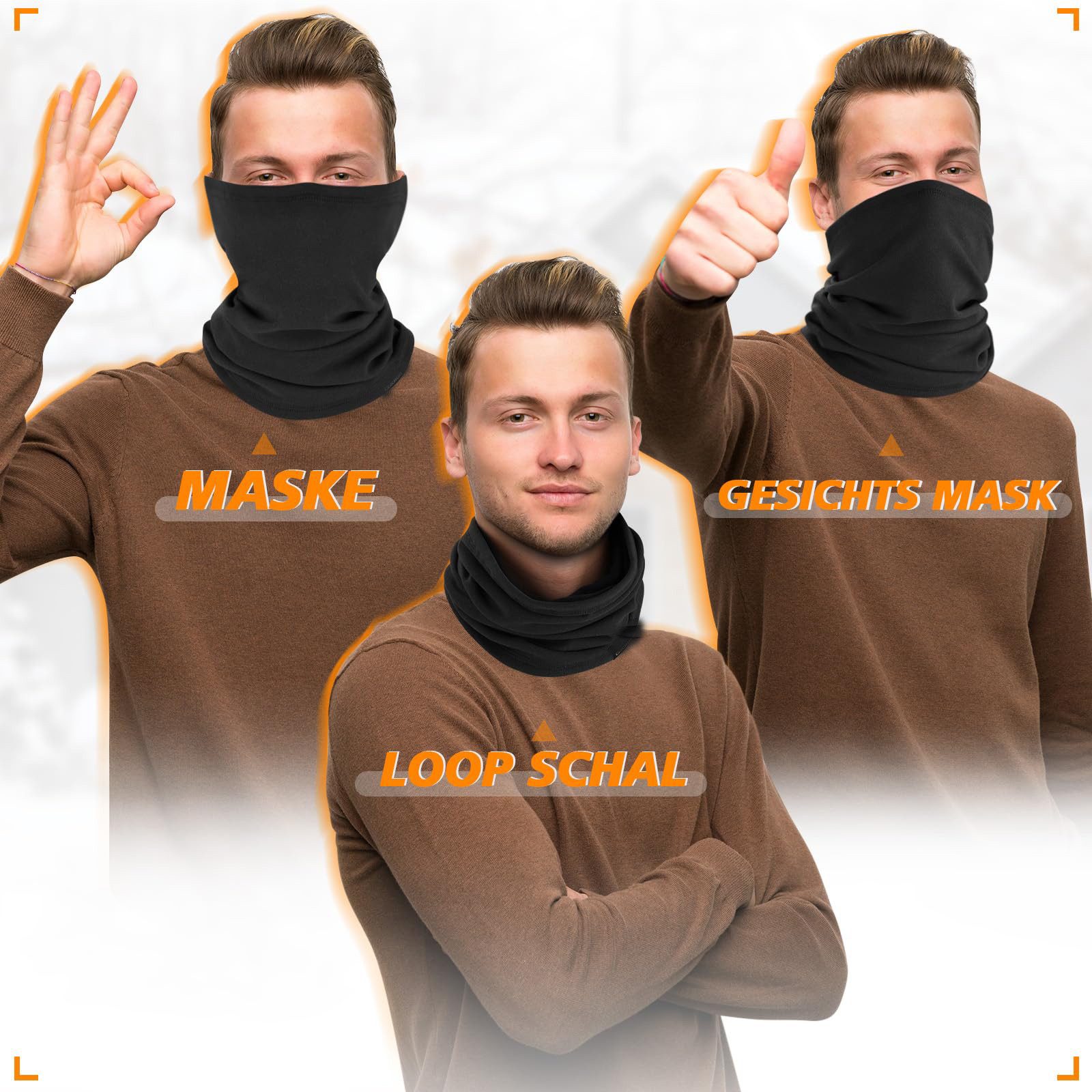 Coonoor Multifunktionstuch Fleece Schlauchschal Halswärmer Halstuch Winddicht Ski Maske Warmer, (Für Herren Damen), für Outdoor Skifahren Motorrad Laufen Radfah – Bild 2 von 5