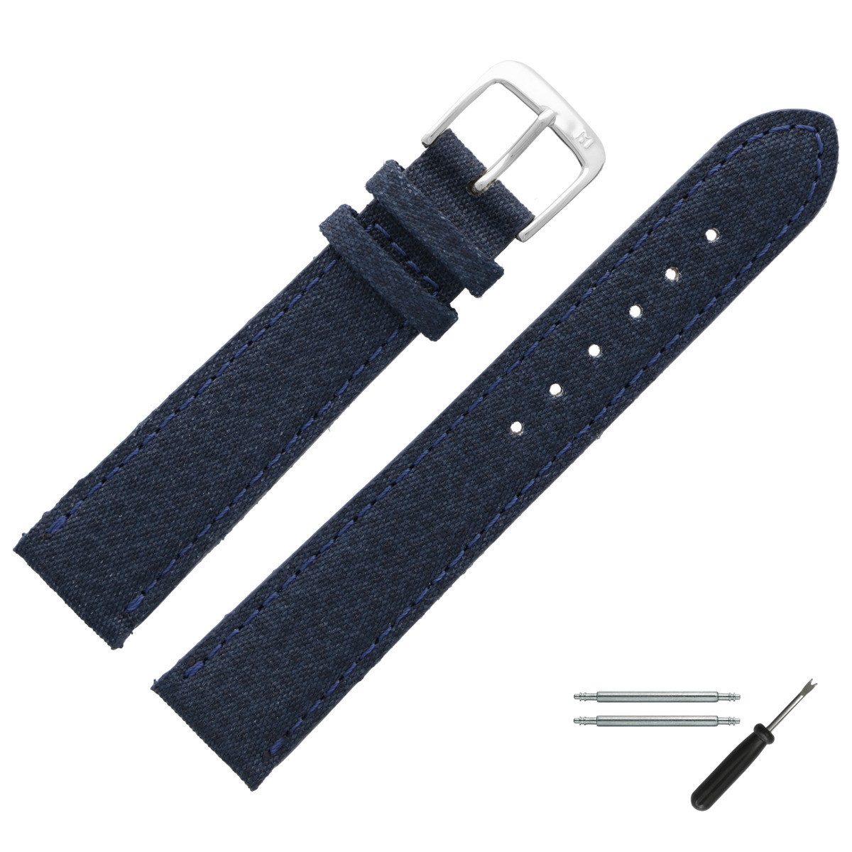 MARBURGER Uhrenarmband 18mm Textil Blau