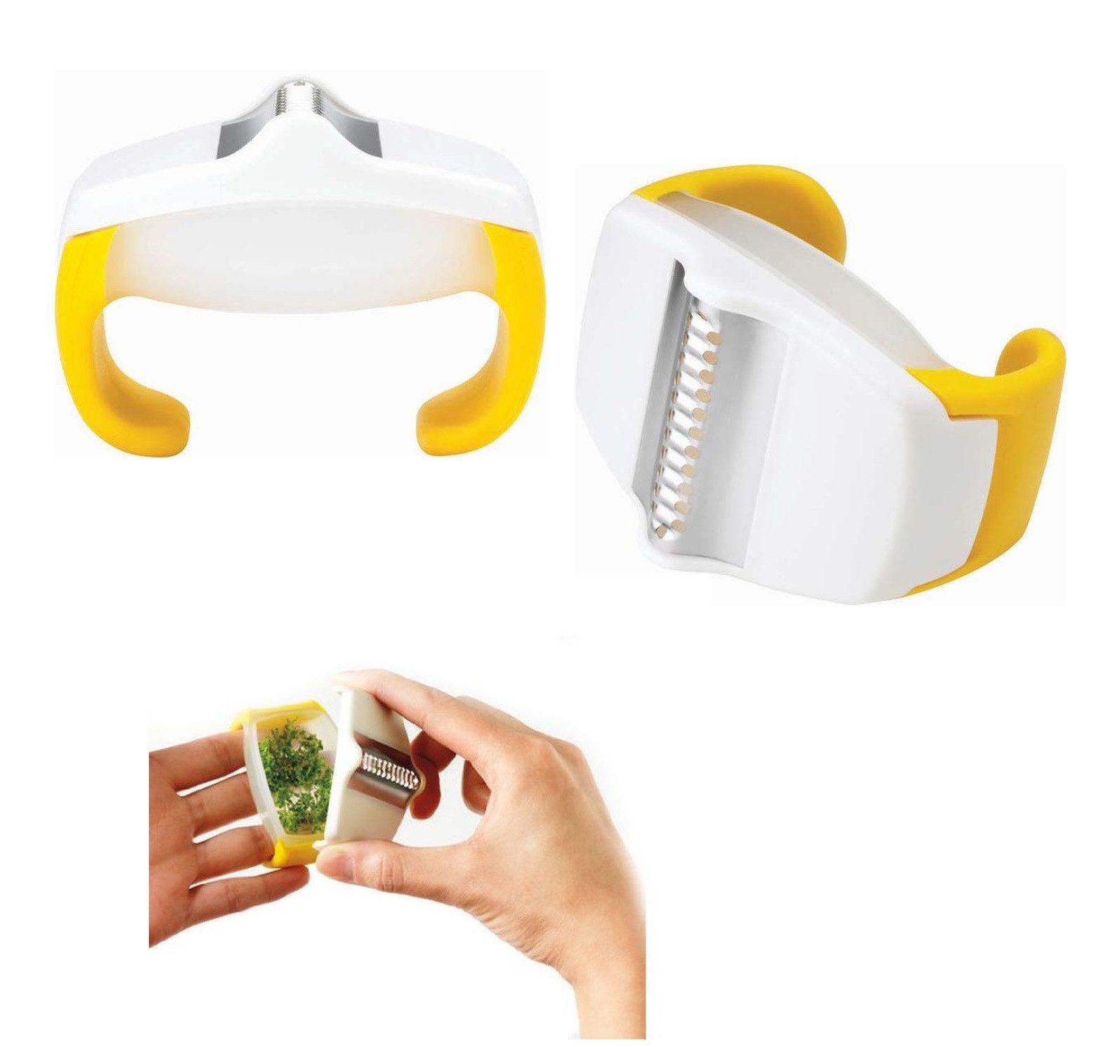 chef'n Küchenreibe Chef'n Palm Zester Zitronenabschaber Lemon Zitronenreibe Gelb 27503, Edelstahl, Kunststoff