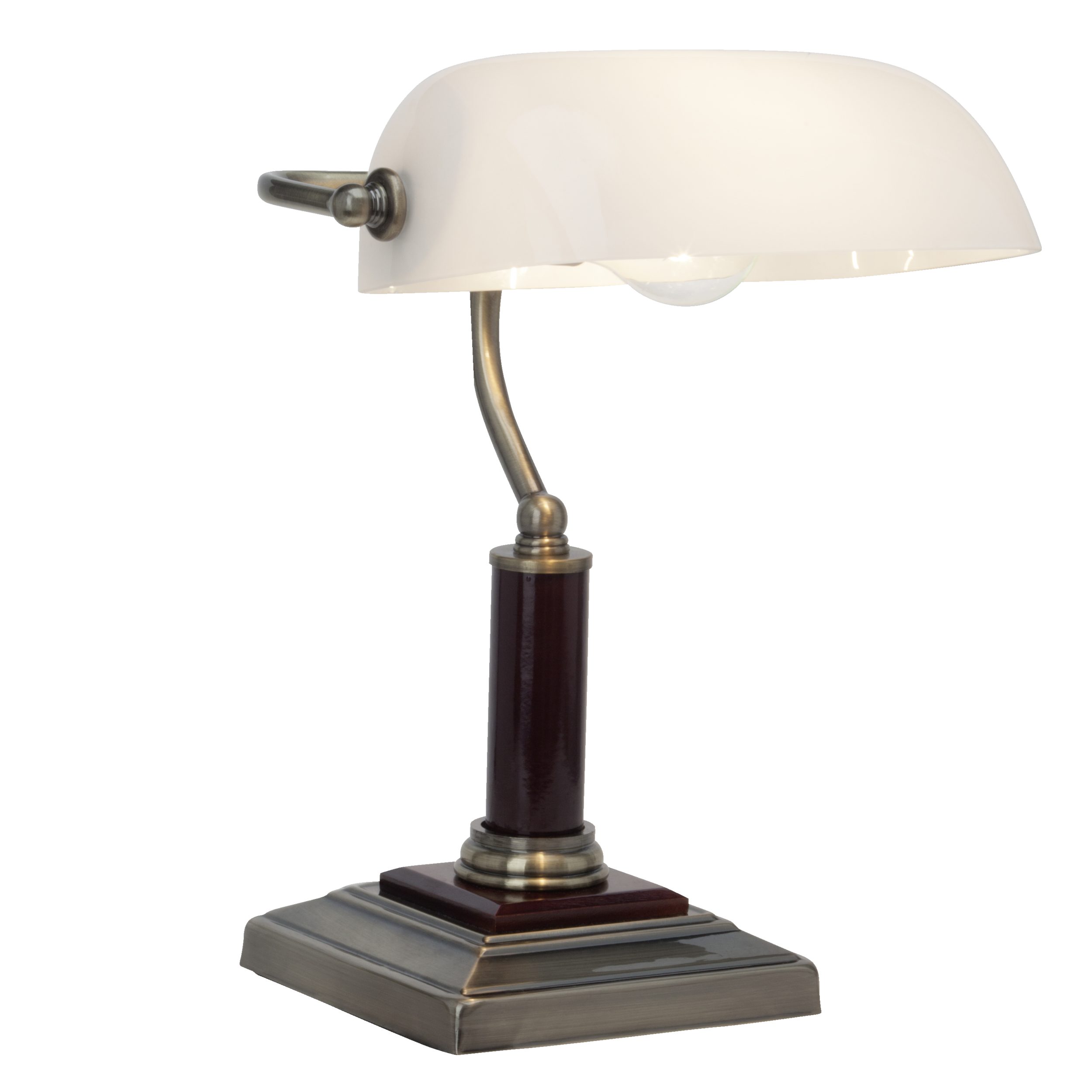 Lightbox Tischleuchte, ohne Leuchtmittel, Schreibtischlampe mit schwenkbarem Kopf und Schalter - Metall/Holz