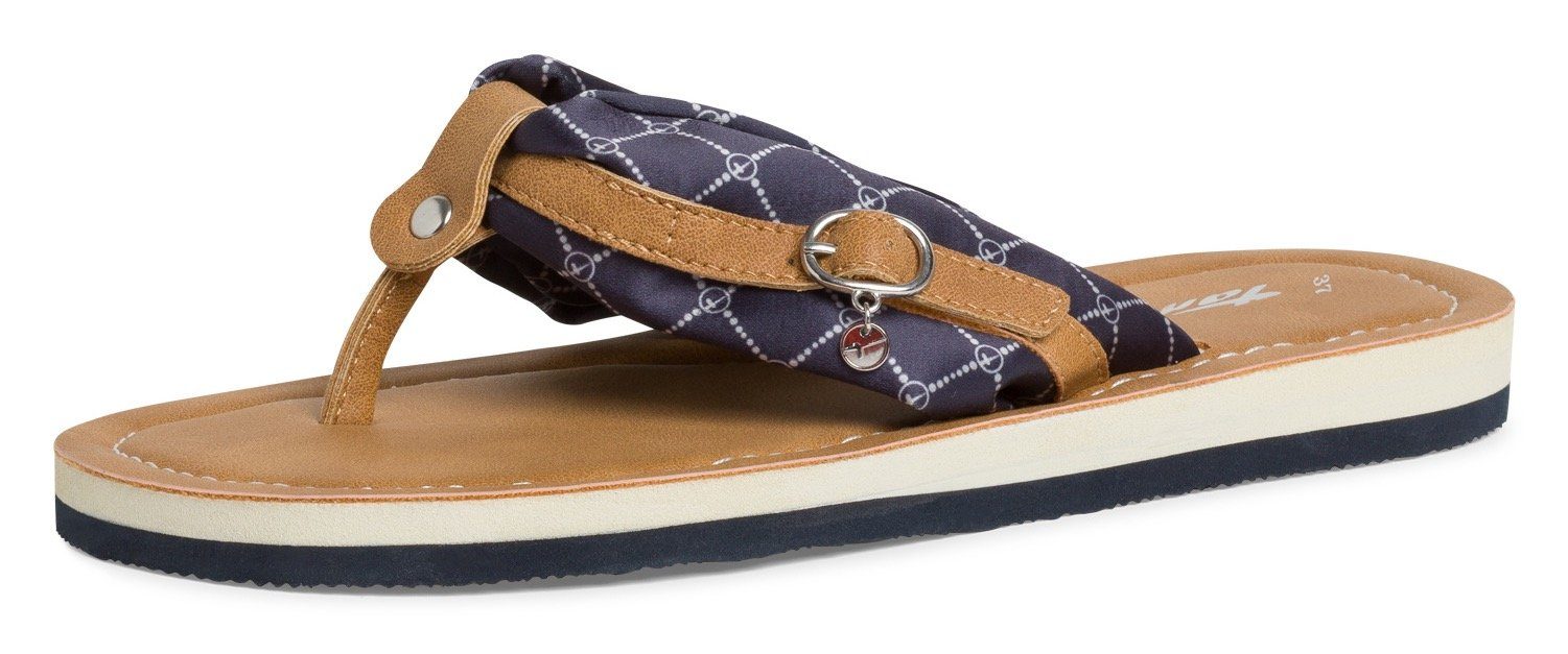 Tamaris AVRIL Zehentrenner, Sommerschuh, Flats, Schlappen mit T-Logoanhänger