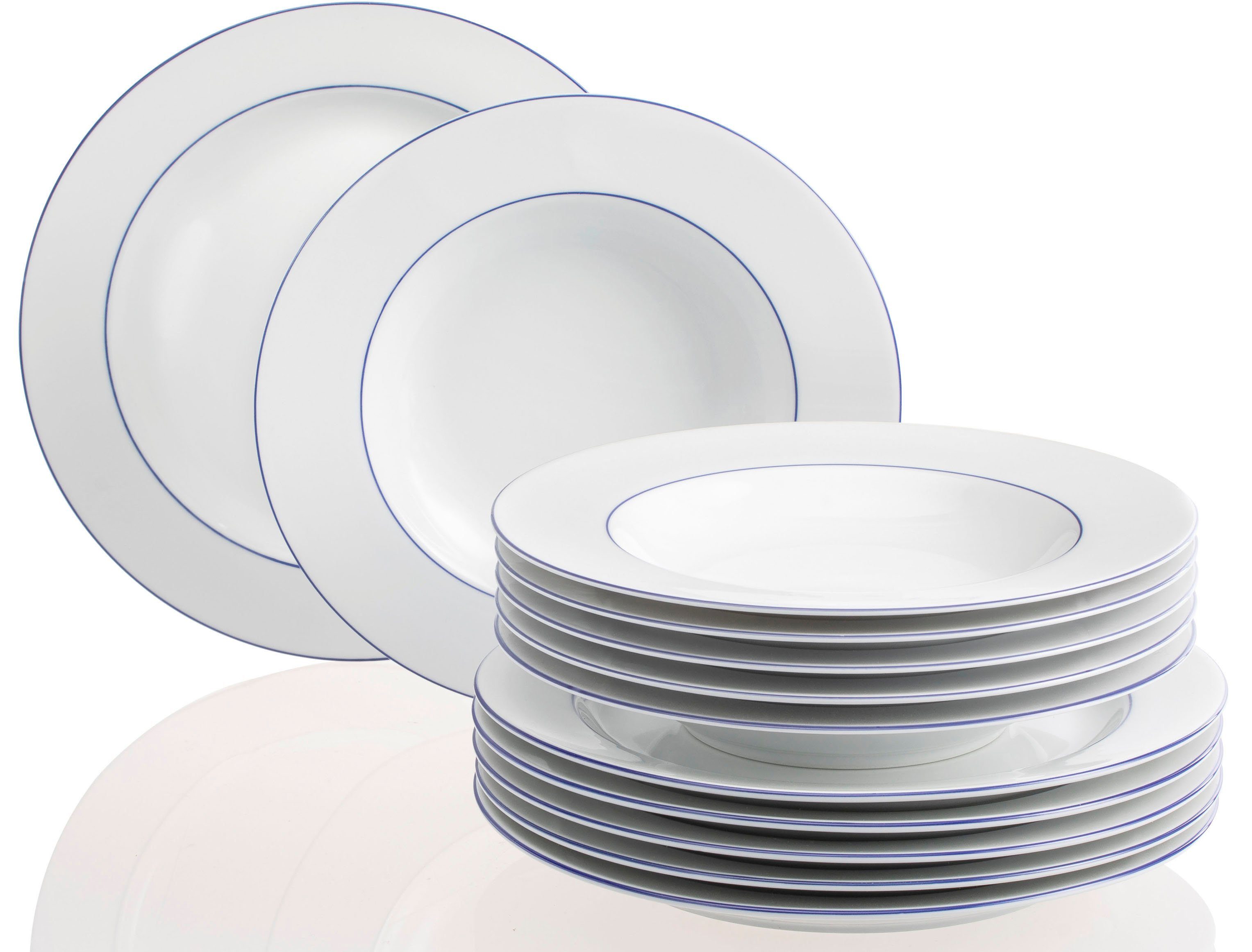 Retsch Arzberg Tafelservice Тарілки Set, Geschirr-Set Heike Blaurand (12-tlg), 6 Personen, Porzellan, Made in Germany, 12 Teile, für 6 Personen
