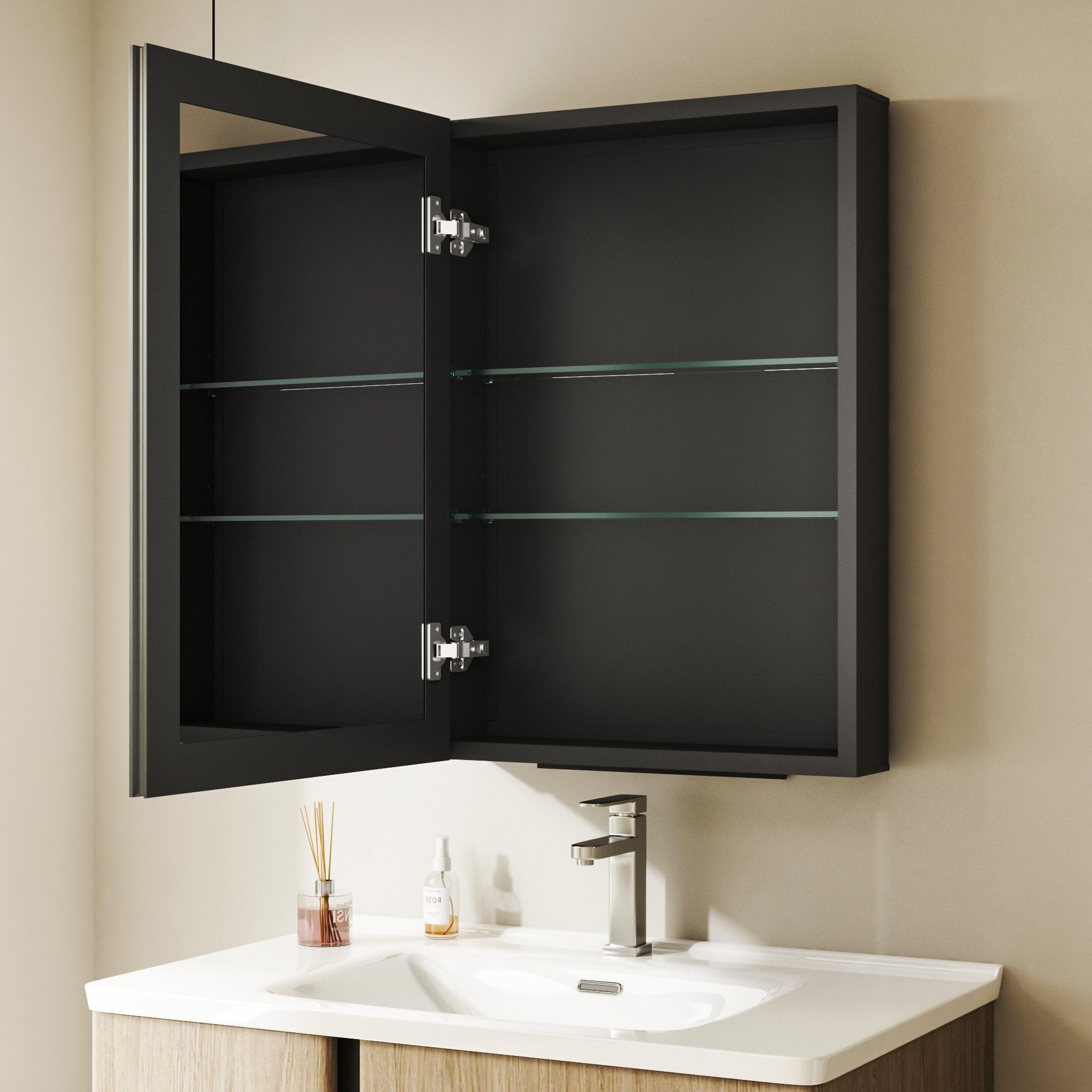 Hopibath Badezimmerspiegelschrank mit ablage Aluminium Spiegelschrank günstig online kaufen