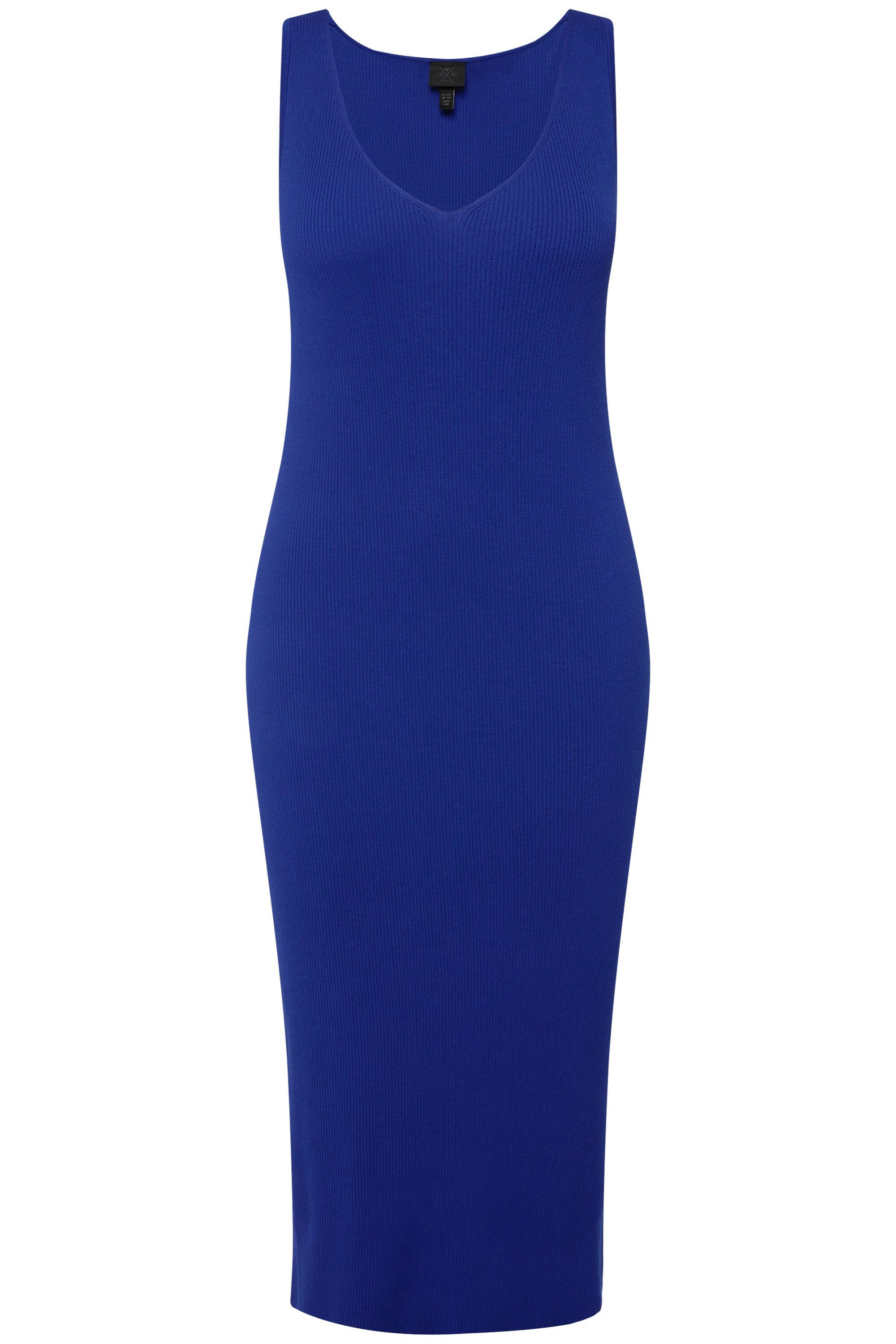 Ulla Popken Strickkleid Strickkleid Rippstrick Slim Midilänge V-Ausschnitt günstig online kaufen