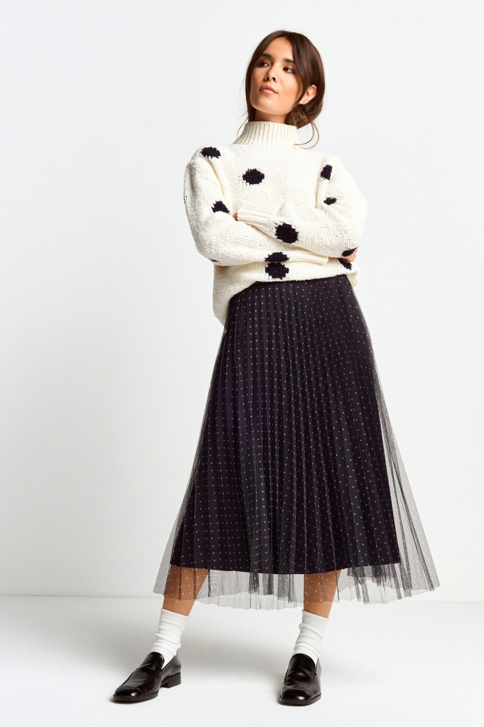 RICHROYAL Midirock Printed tulle skirt