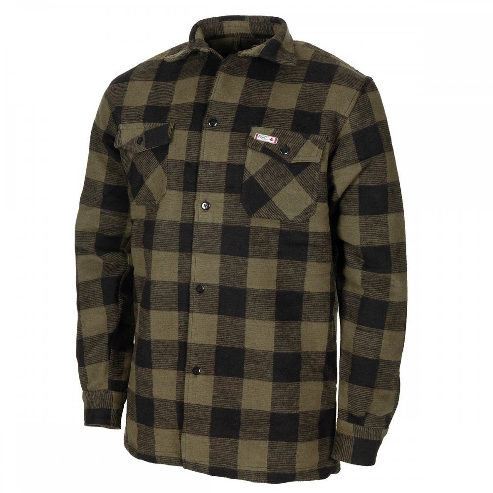 FoxOutdoor Flanellhemd Holzfällerhemd, oliv-schwarz, kariert - günstig online kaufen