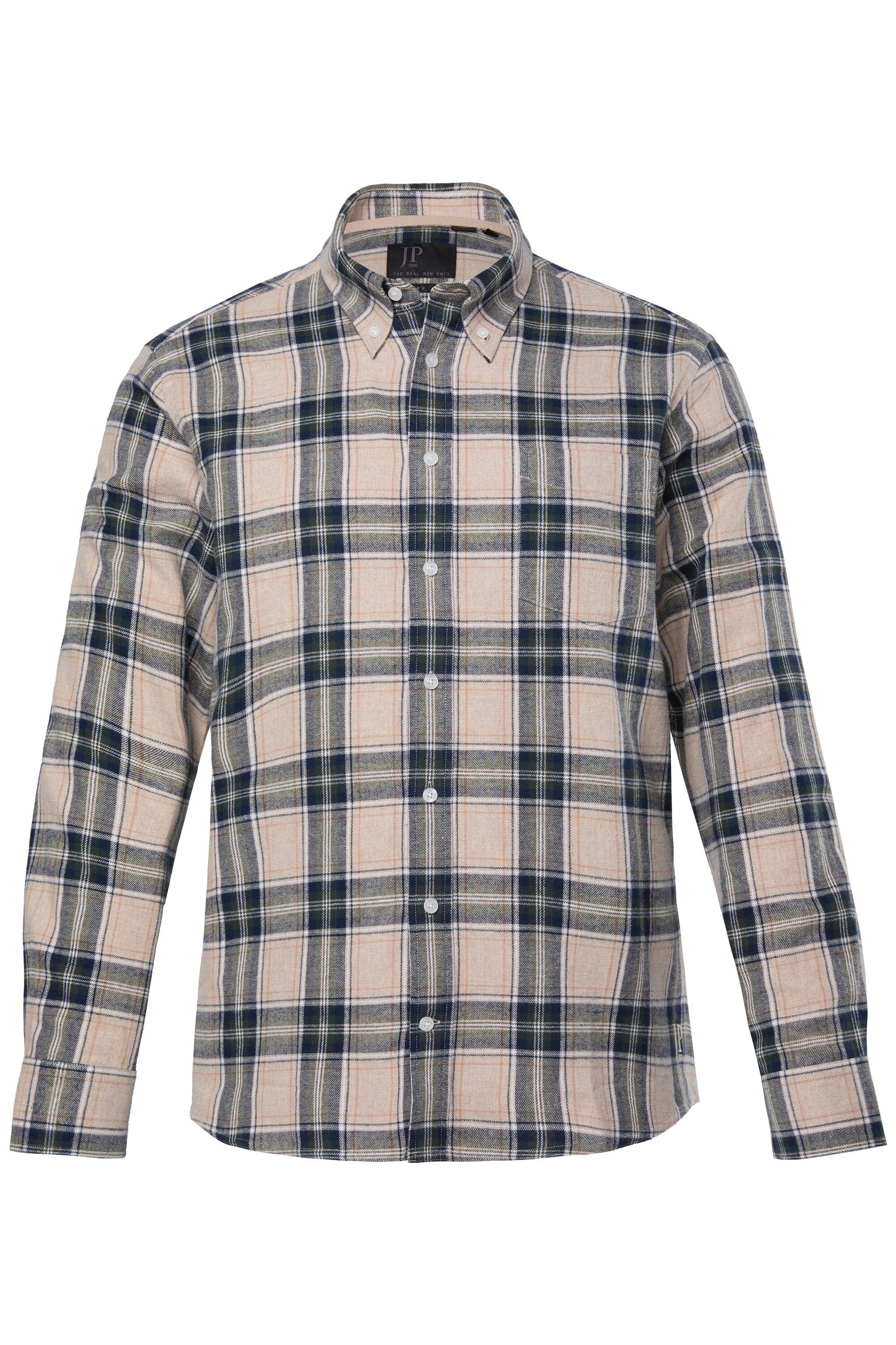 JP1880 Businesshemd Karo-Flanellhemd Langarm Buttondown-Kragen