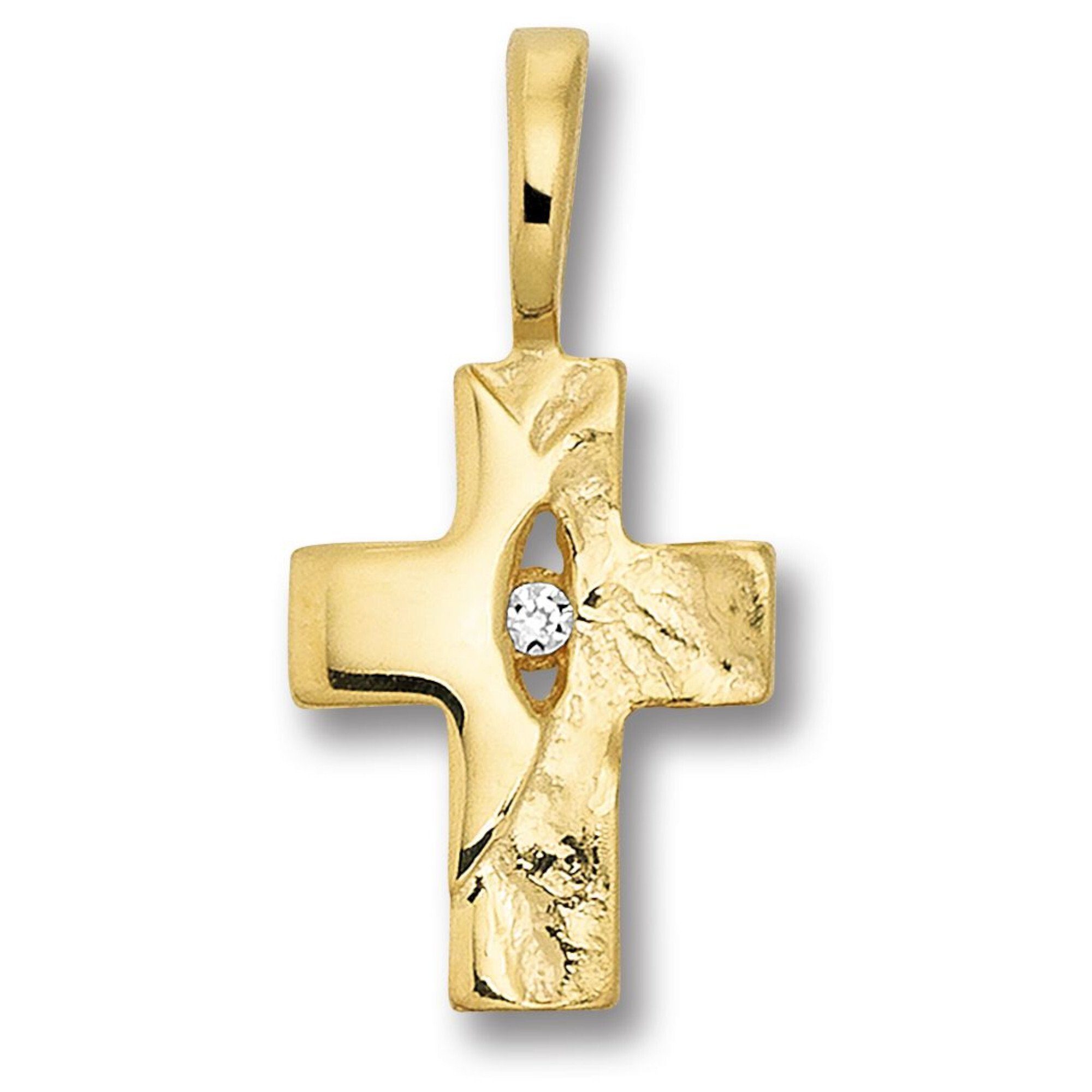 Kettenanhänger 0.01 ct Diamant Brillant Anhänger aus 585 Gelbgold