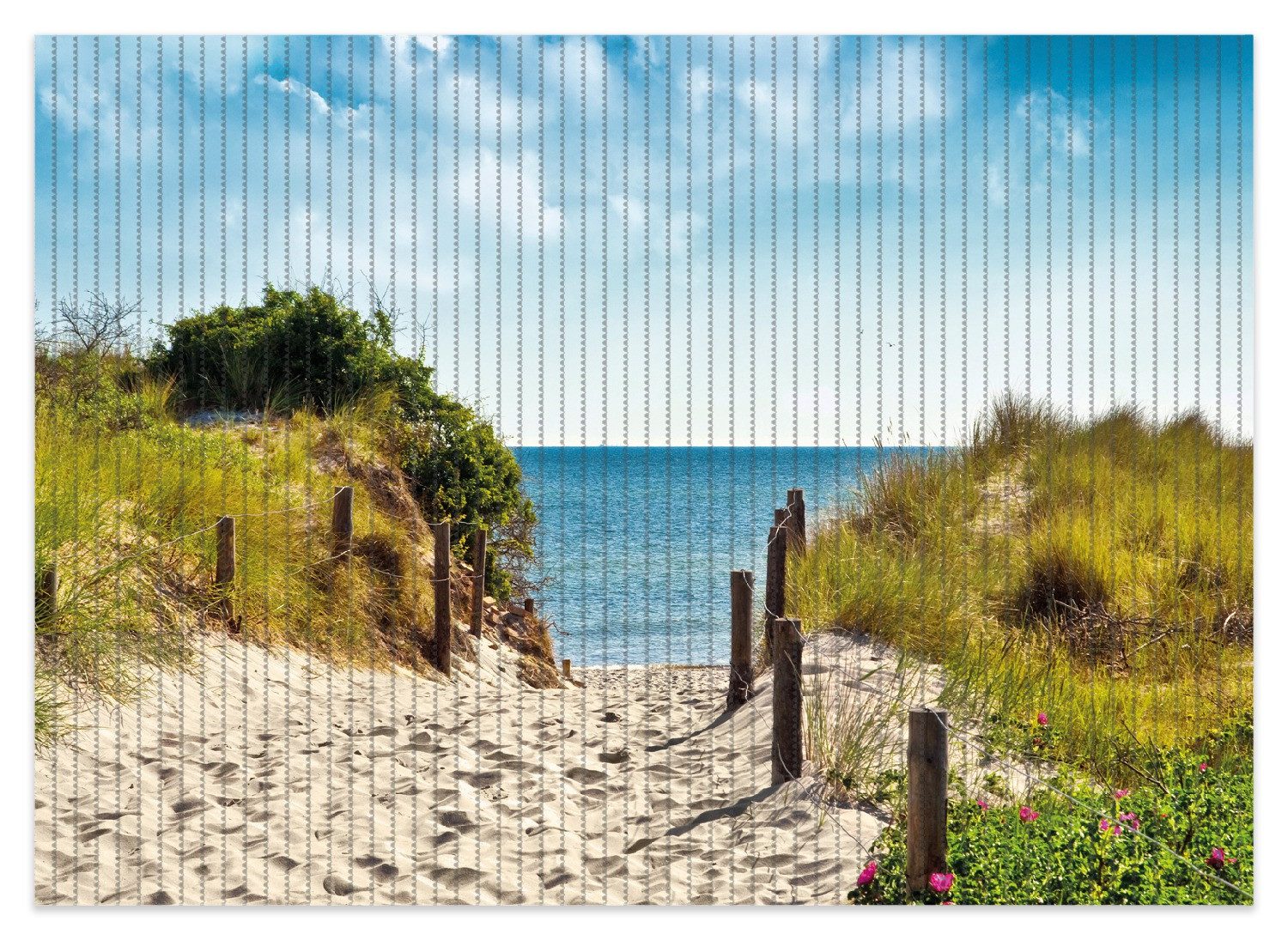Wallario Schaum-Badematte Auf dem Sandweg zum Strand, Höhe 5.5 mm, rutschhemmend, geeignet für Fußbodenheizungen, Polymer-Schaum, rechteckig
