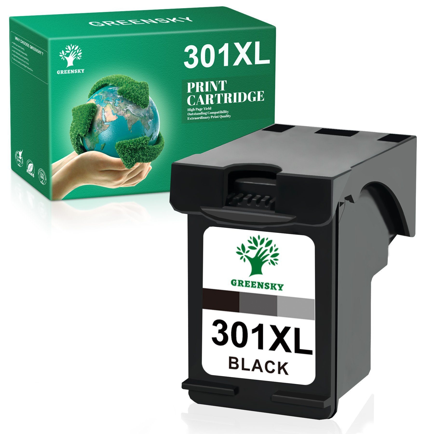 Greensky 1 Schwarz 301XL Kompatible für HP 301 XL Envy 4500 Tintenpatrone (Deskjet 1000 1010)