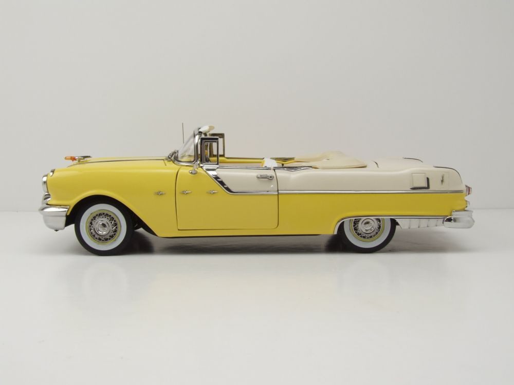 Sun Star Modellauto Pontiac Star Chief Open Convertible 1955 weiß gelb, Maßstab 1:18