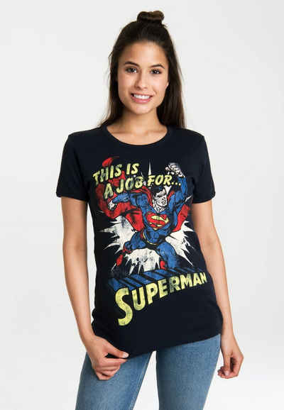 LOGOSHIRT T-Shirt Superman mit lizenzierten Originaldesign