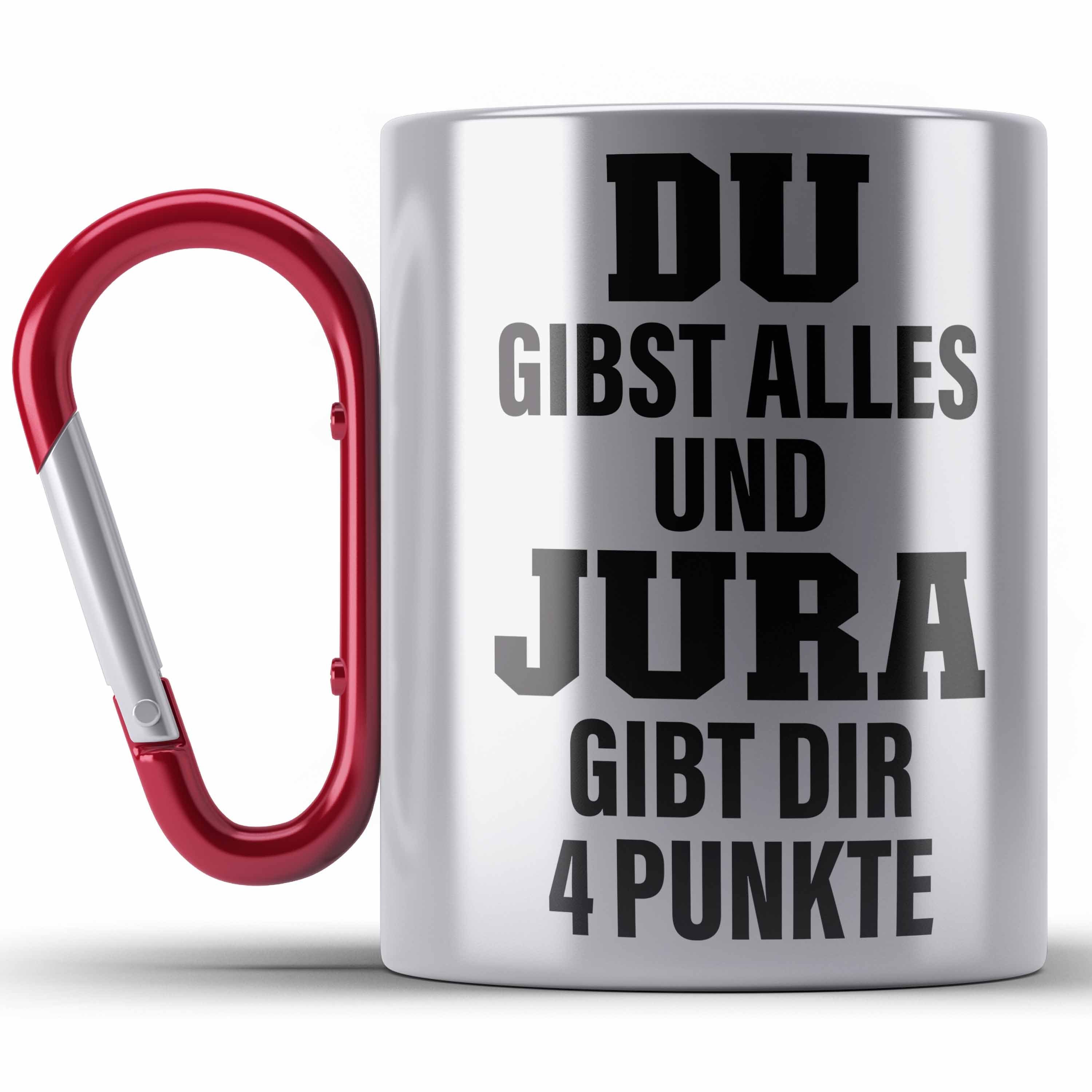 Trendation Thermotasse Jura Geschenk Edelstahl Tasse mit Spruch für Jurist Juristin Geschenki Rot