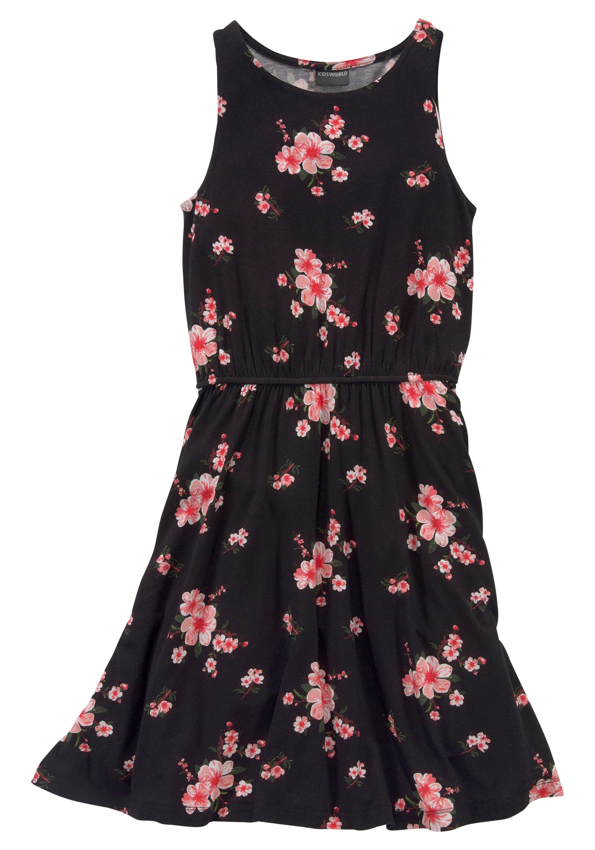 KIDSWORLD Jerseykleid für Mädchen sommerlich, kniefrei, floral, aus Viskosemischung, ärmellos. Reduzierter Preis € 20,99. Unverbindliche Preisempfehlung € 29,99, (€ 20,99 pro 1 Stk)
