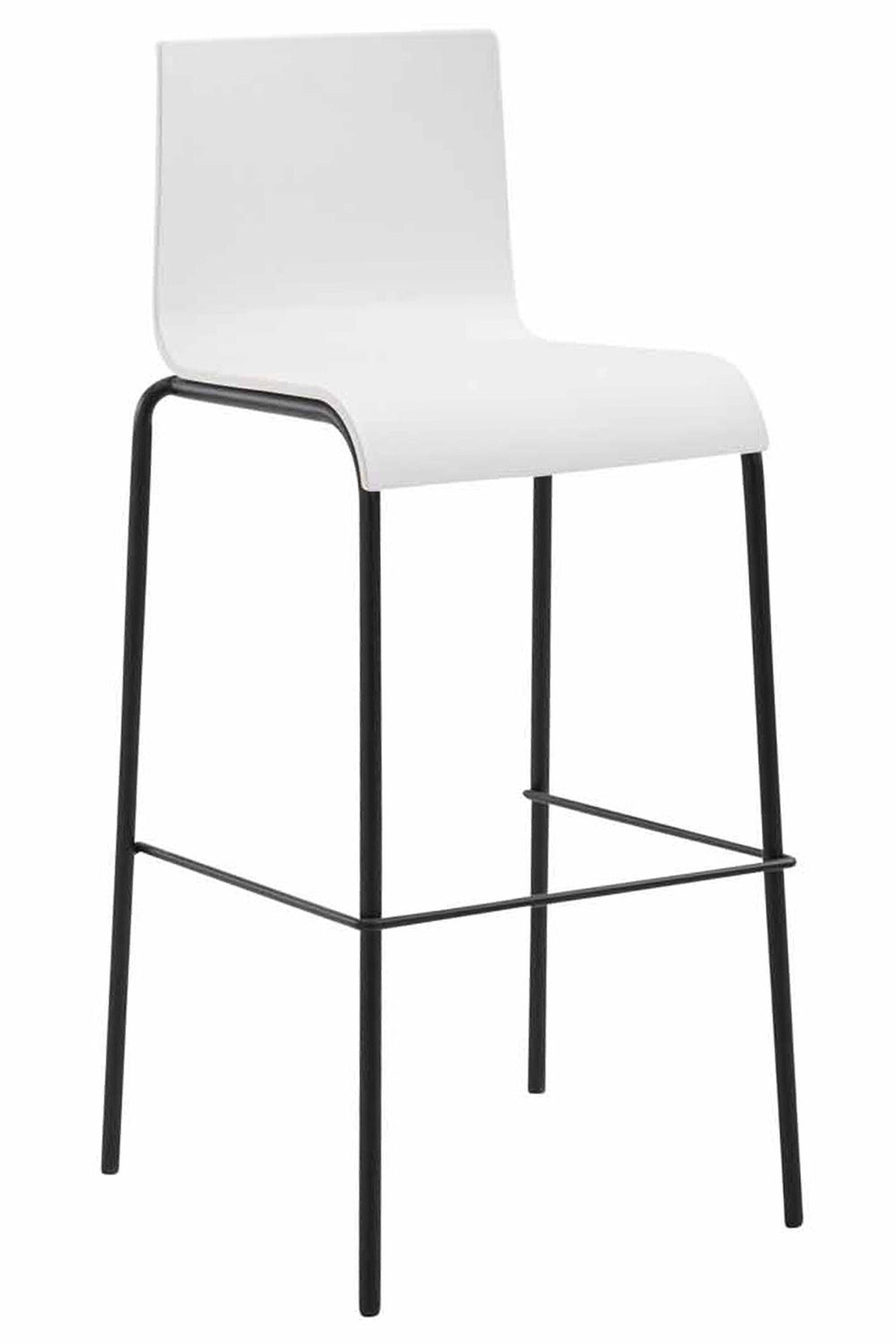 Barhocker & Fußstütze Gestell Sitzfläche: Kano TPFLiving Theke Küche), (Barstuhl angenehmer schwarz Kunststoff Metall für mit 4-Fuß - Weiß Hocker