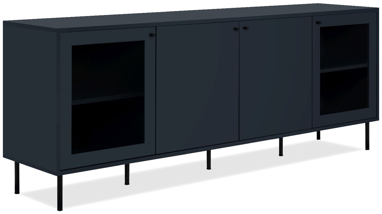 Finori Lowboard Caracas 57A, Navy blau, Softclose, Modern, Höhenverstellbar, 180 x 68 x 40 cm