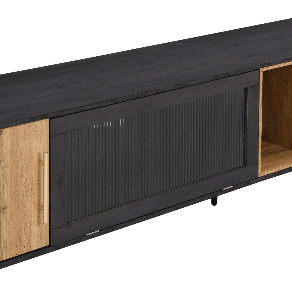 3 TV-Schrank geeignet Holz 200x40x55,5 mit Packung, und Fernsehtisch für Fach Set) Türen Stauraum 90-Zoll-Fernseher mit (2 1er 1-St., Fernsehschrank cm, einen BlingBin