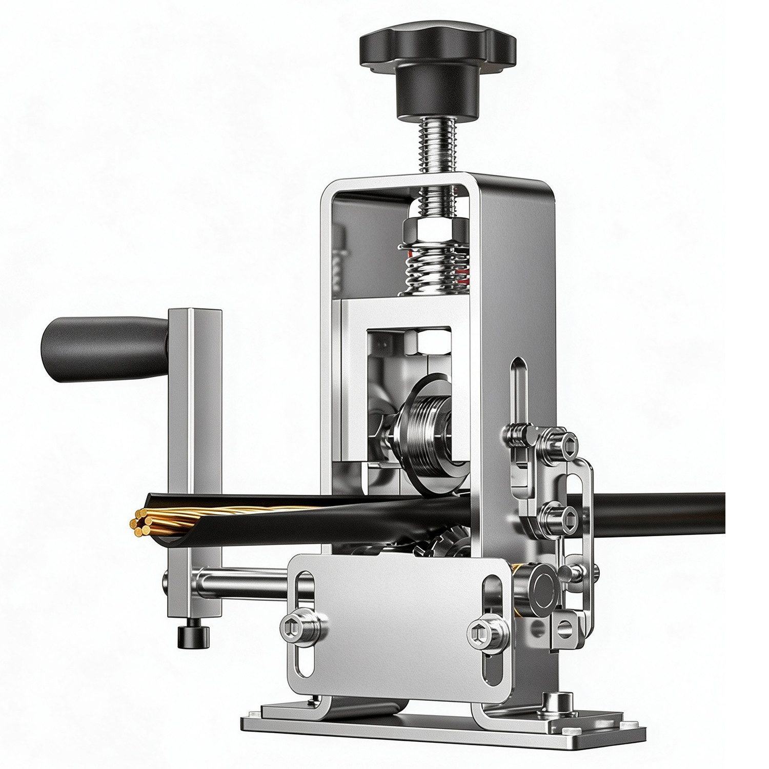 AKKEE Abisolierzange Manuelle Kabelschälmaschine Elektrisch mit Federverstellung, 3 Abisolieröffnungen für Kabelquerschnitte von 0,5–1,0 mm²