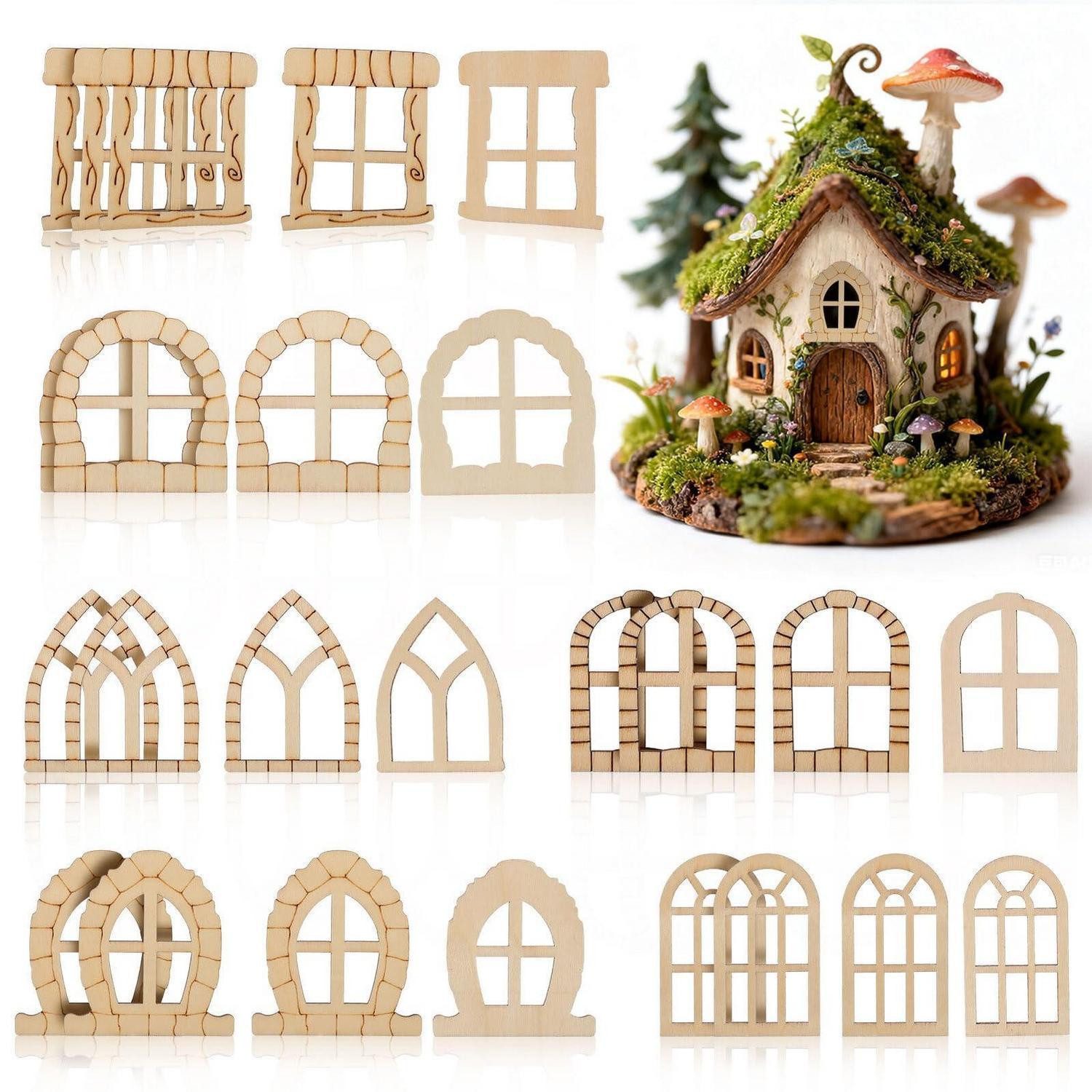LuxusKollektion Kreativset Miniatur Tür & Fenster Set Holz DIY