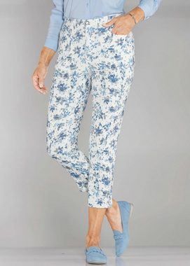 GOLDNER Stoffhose Druckhose mit ausgefallenem Blumenmuster