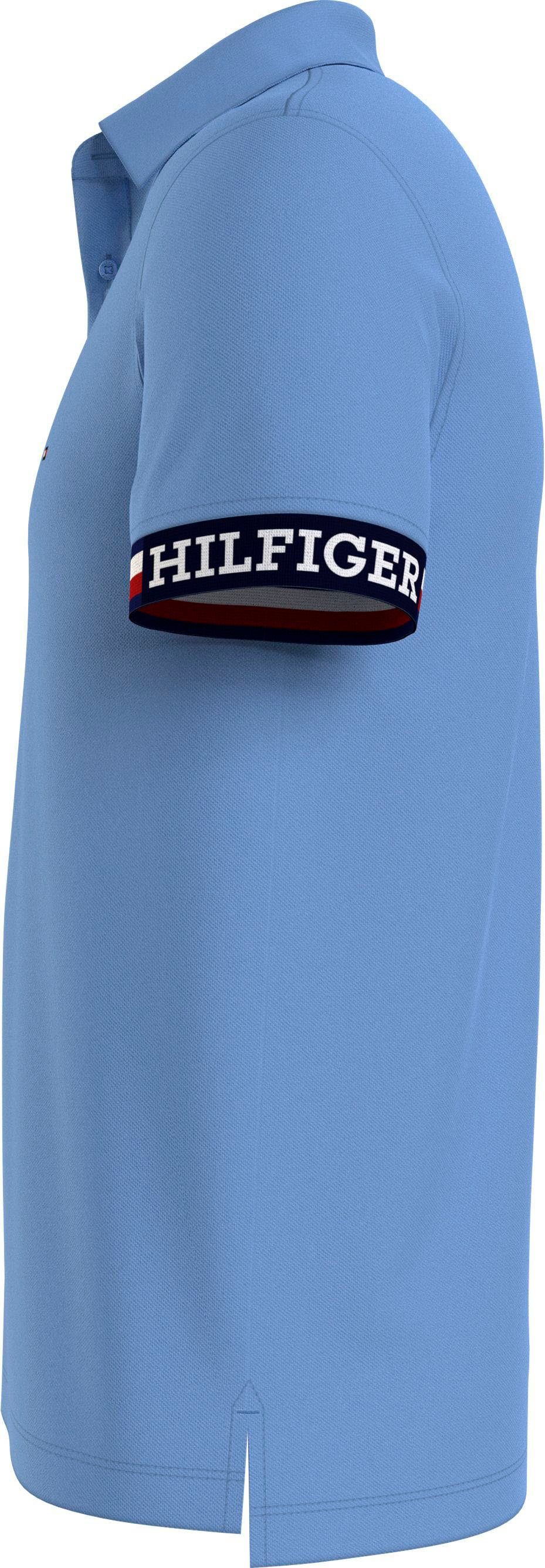 Tommy Hilfiger CUFF mit Knopfleiste POLO FIT MONOTYPE FLAG Ausschnitt Blue SLIM Spell Poloshirt am
