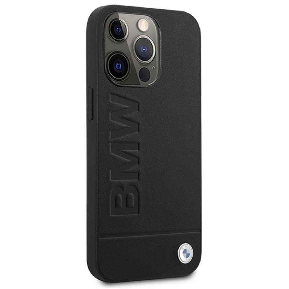 BMW Handyhülle Handyhülle Case iPhone 14 Pro BMW MagSafe kompatibel Echtleder schwarz 6,1 Zoll, Kantenschutz
