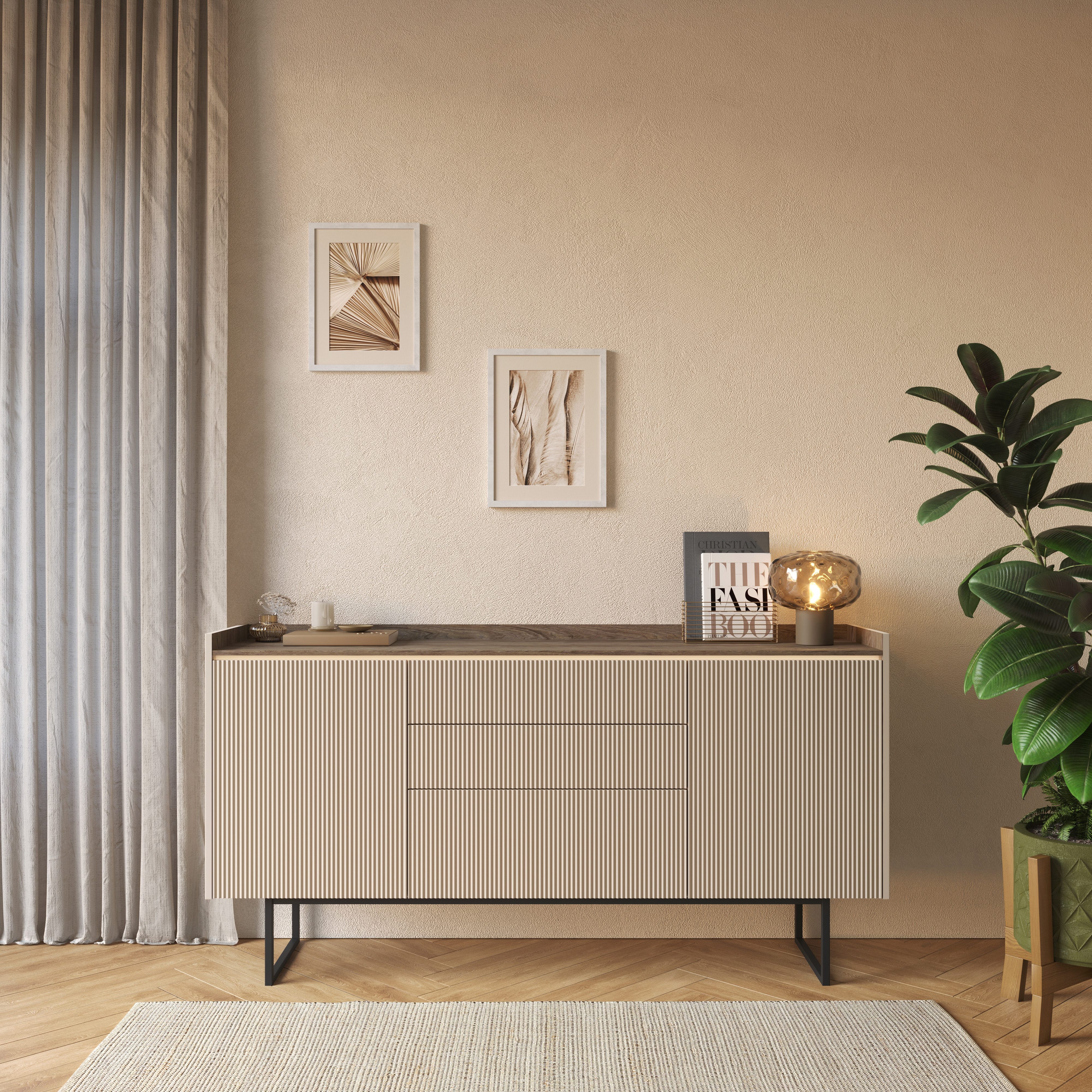 yourhouse24 Kommode LAGO LG-03 mit Beleuchtung Beige