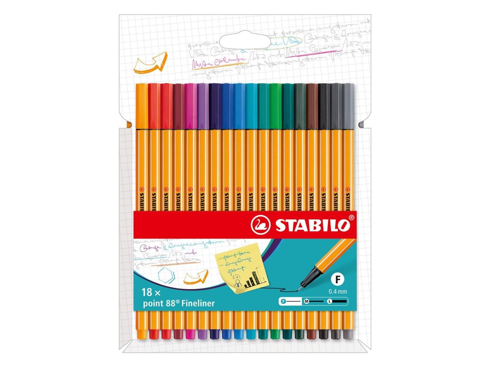Fineliner STABILO point 88 Fineliner - 0,4 mm - 18er Set mit 18 Farben