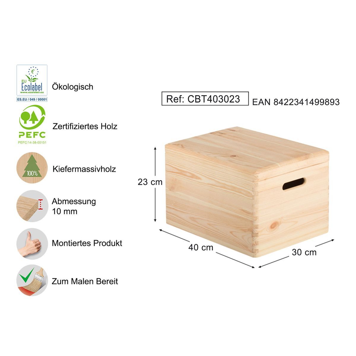 Astigarraga Kit Line Holzkiste Nova Holzkiste Aufbewahrungsbox Organizer Kiste, mit Deckel, praktisch und dekorativ – Bild 2 von 5
