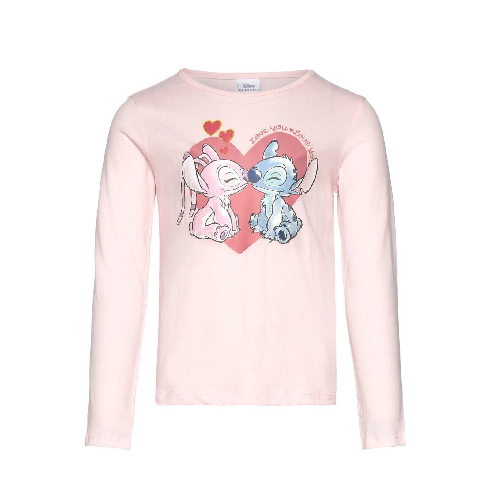 Disney Langarmshirt Disney Lilo und Stitch Kinder Mädchen Langarmshirt Shirt Gr. 98-128 100% Baumwolle