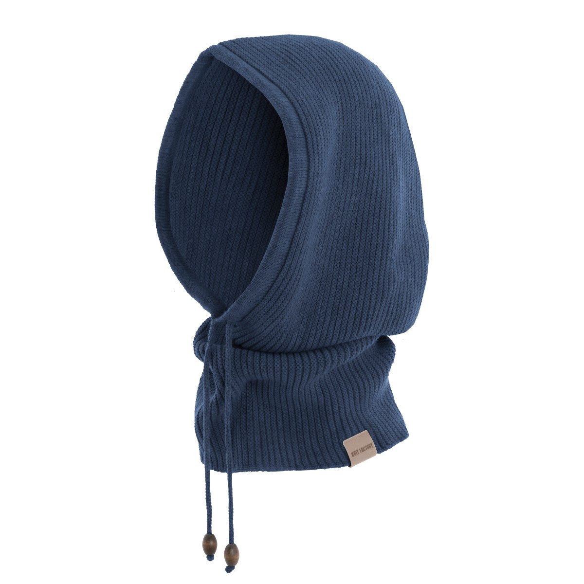 Knit Factory Strickschal Evy Kapuzenschal Jeans One Size, (Set, 1-St. Spar-Set), Schal Damen Herren set loop tücher schals winter Strick Mode herbst