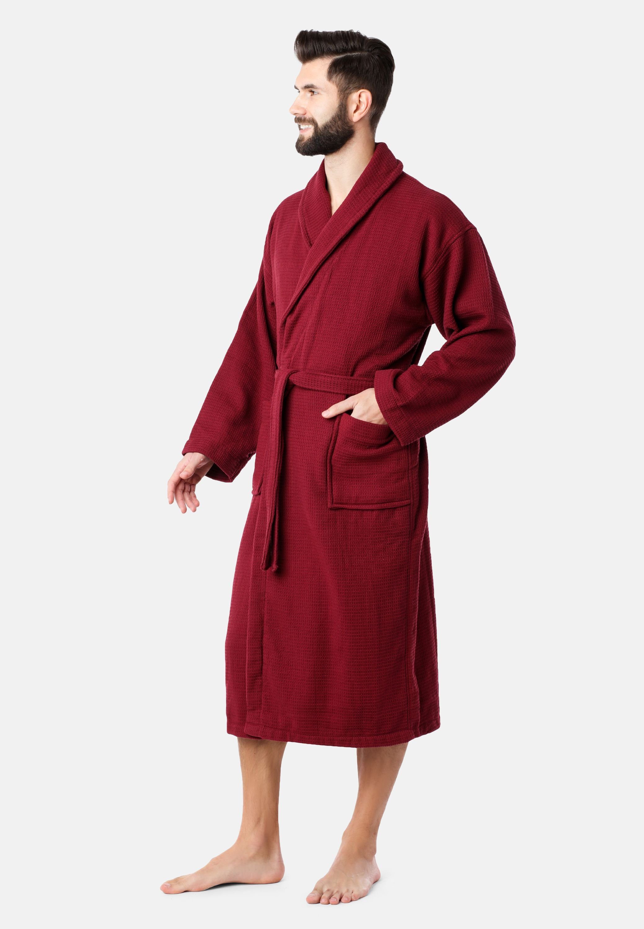 Ladeheid Bademantel Herren Bademantel - Waffelpiqué Frottee - 100% Baumwolle LA40-226, Langform, Baumwolle