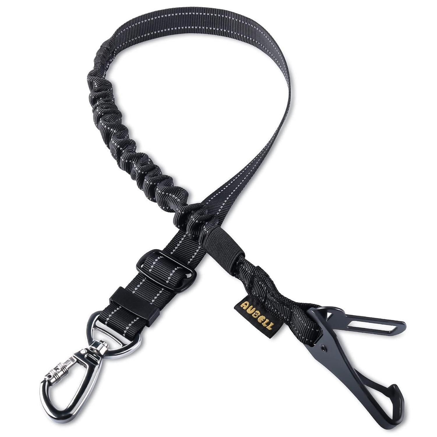 LuxusKollektion Autohundegeschirr Anschnallgurt Hund Auto Bungee Geschirr Schnalle Karabiner Schwarz