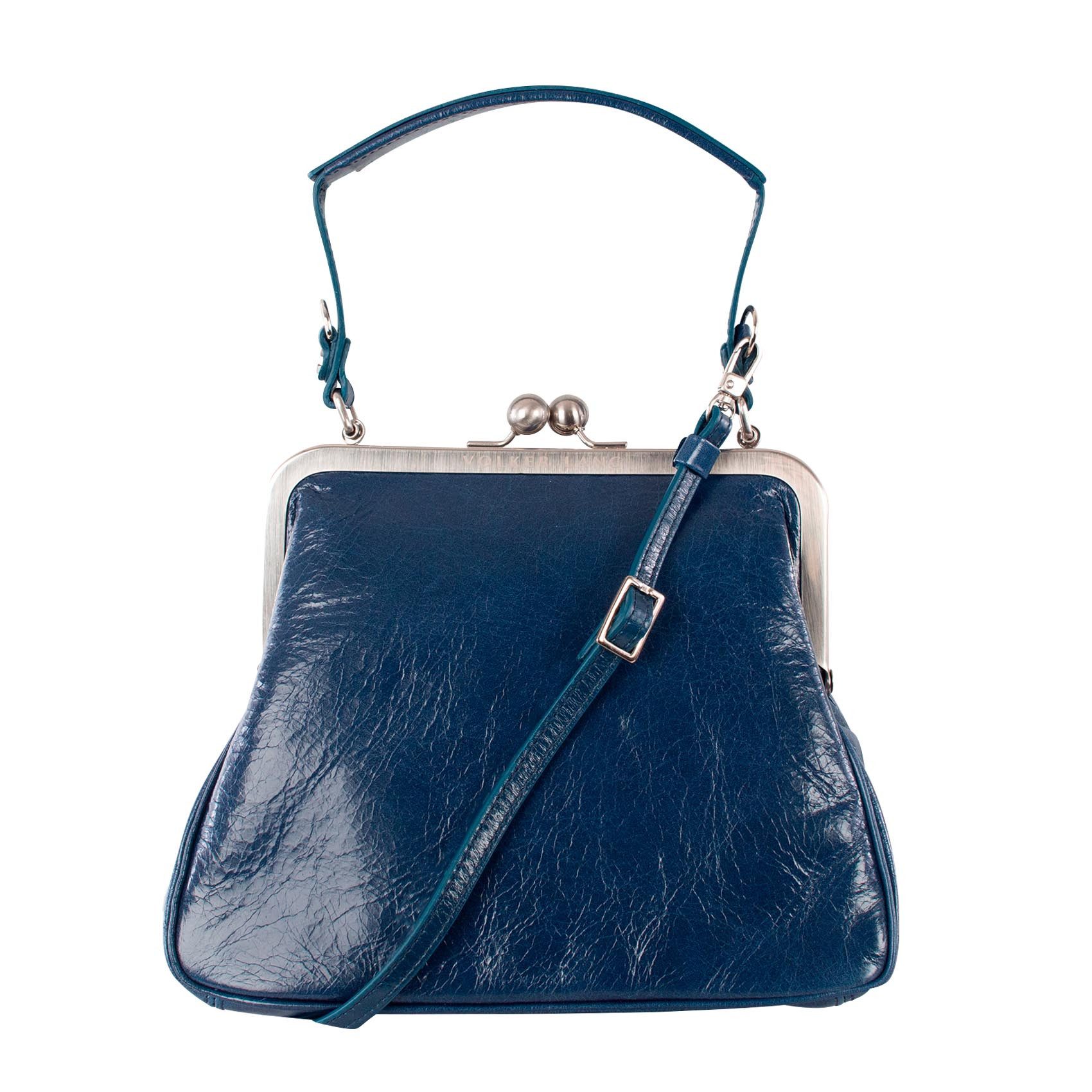 VOLKER LANG Schultertasche AUDREY  Elegante Damen Bügeltasche aus italienischem Leder