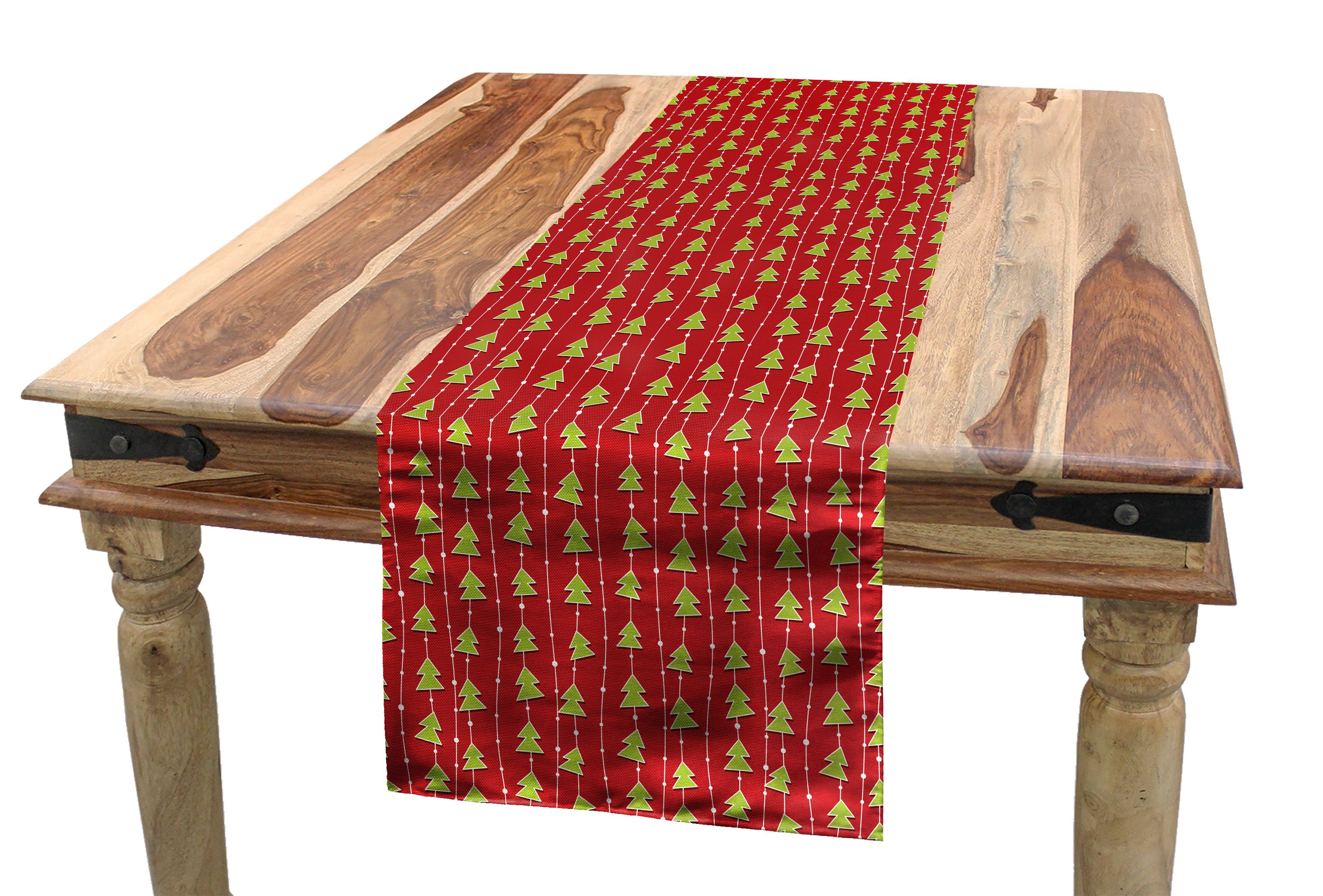 Abakuhaus Tischläufer Esszimmer Küche Rechteckiger Dekorativer Tischläufer, Weihnachten Green Tree auf Streifen
