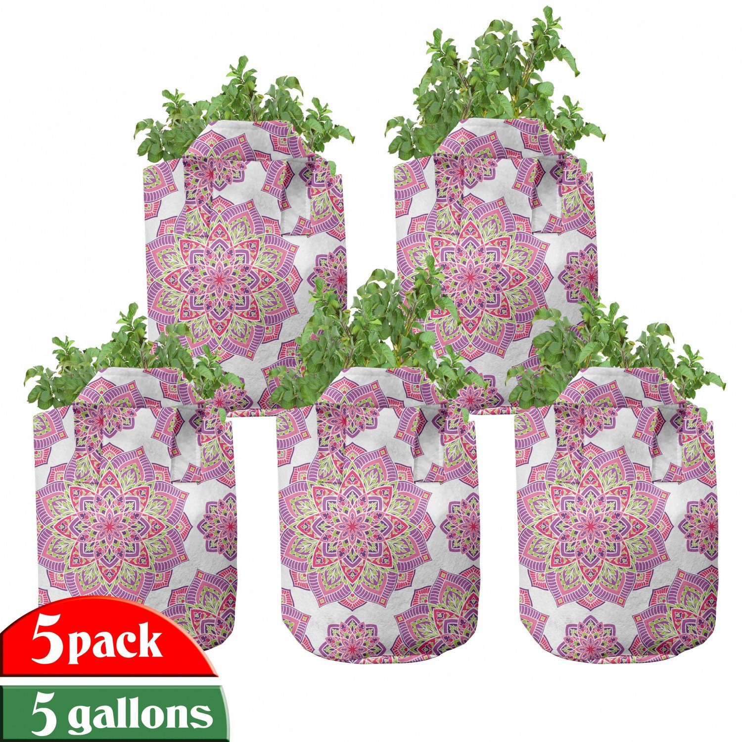 Abakuhaus Pflanzkübel hochleistungsfähig Stofftöpfe mit Griffen für Pflanzen, lila Mandala Lotus Essence
