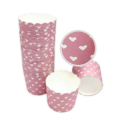 Frau WUNDERVoll Muffinform Muffin Backformen, groß Durchmesser 6,1 cm, rosa, weiße Herzen, Höhe, (25-tlg)