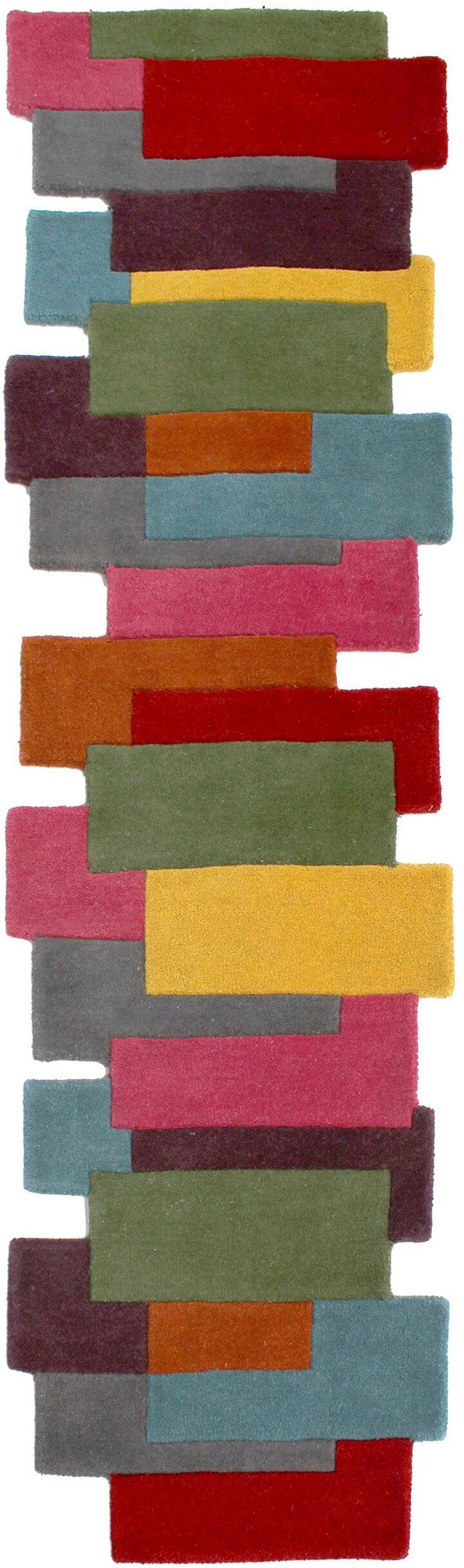 Läufer Abstract Collage, Patchwork, Höhe: Karo RUGS, Design, mehrfarbig, 100% mm, 11 Teppichläufer rechteckig, modern, multi Wolle, FLAIR