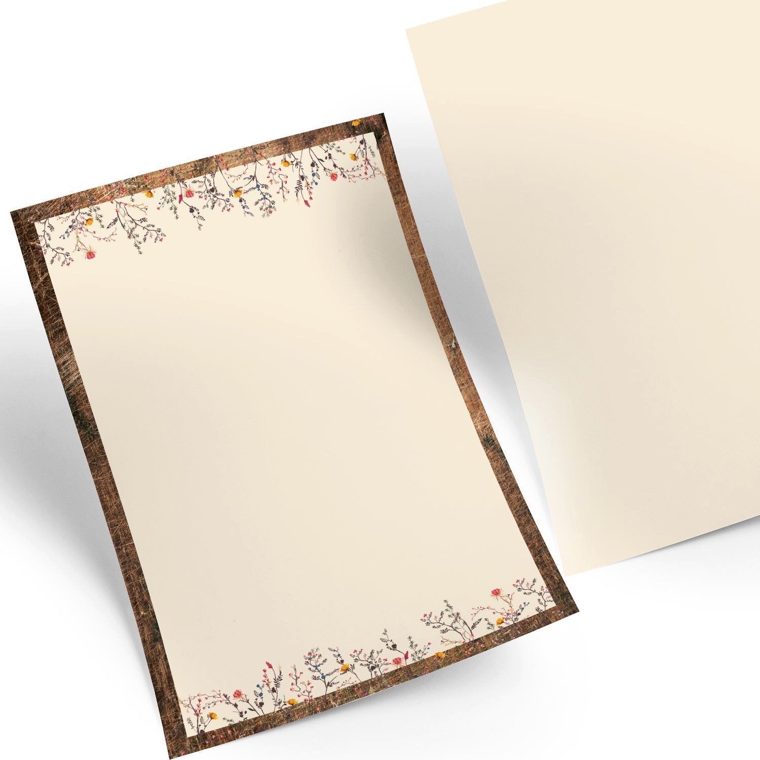 Logbuch-Verlag Klappkarte 25 Blatt Briefpapier braun beige floral rustikal DIN A4