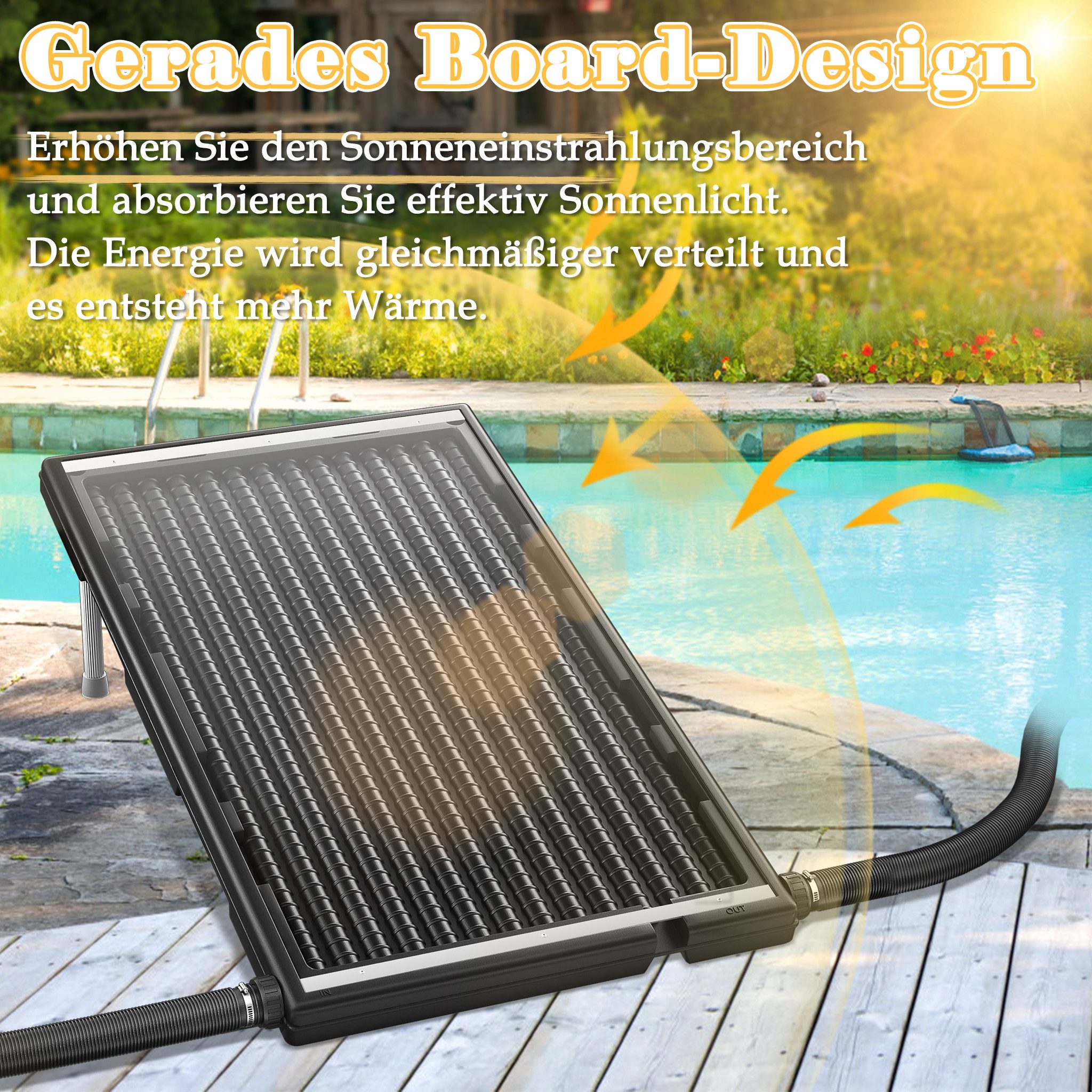 FIVMEN Pool-Wärmepumpe Poolheizung Sonnenkollektor Poolheizungen Solar Heizungen 111.5 x 65cm (1 tlg), Heizung Solarmatte für Warmwasser Gartendusche Pool Außen Innenhöfe