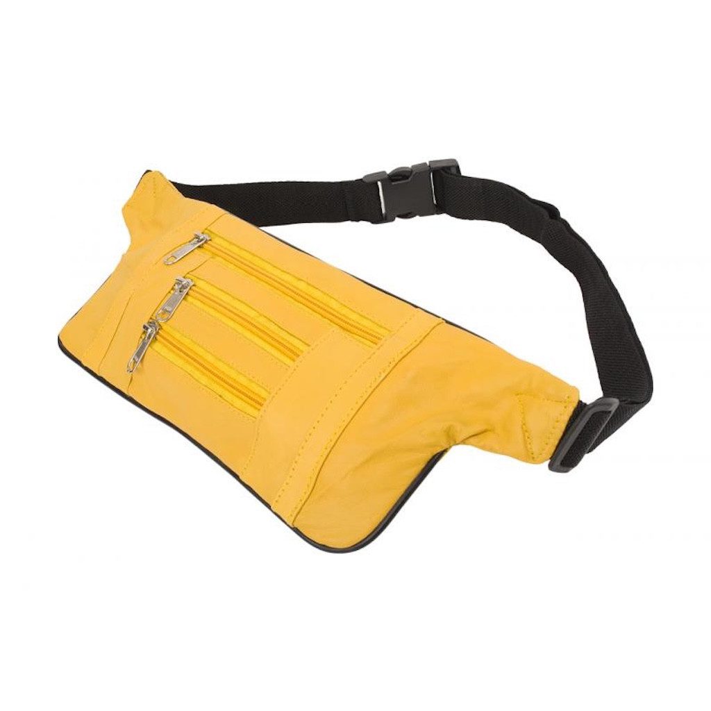 Bauchtasche Bauchtasche Gelb Nappa Leder mit Reißverschlussfächern