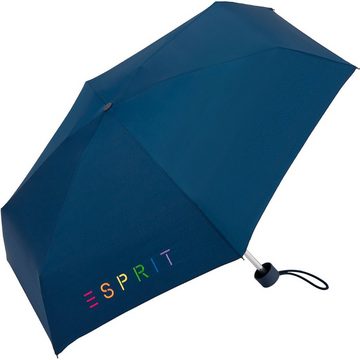 Esprit Taschenregenschirm Damen-Regenschirm Colorful Logo, bunt bedruckt mit Esprit-Schriftzug