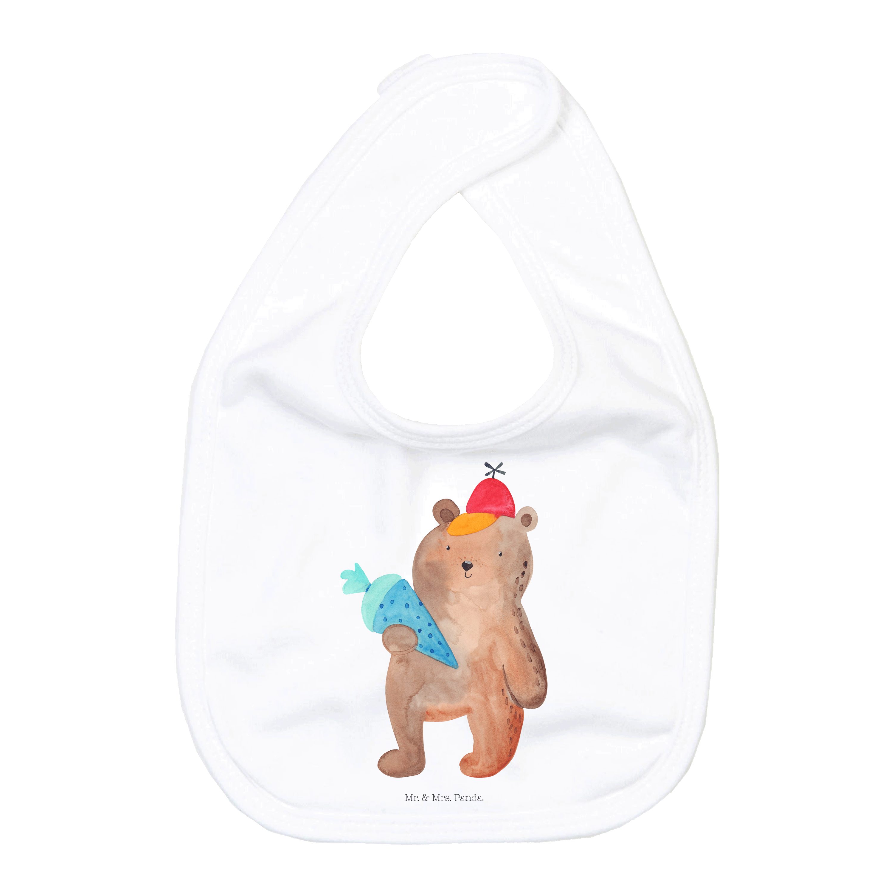 Tragetuch Bär Schultüte - Weiß - Geschenk, Baby Spucktuch, Bär Motiv, Geschenki