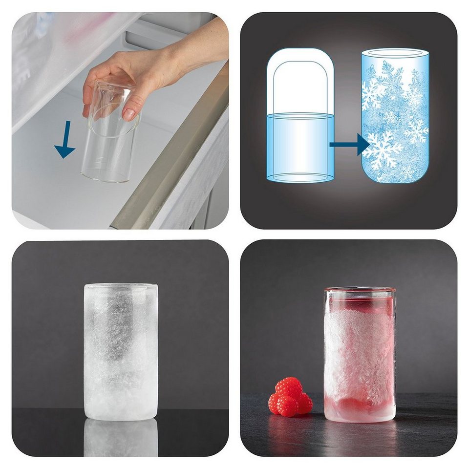 GOURMETmaxx Gläser-Set selbstkühlend - 2er-Set je 280 ml, Cooling-Gel im  Glasmantel gefriert bei -4 °C