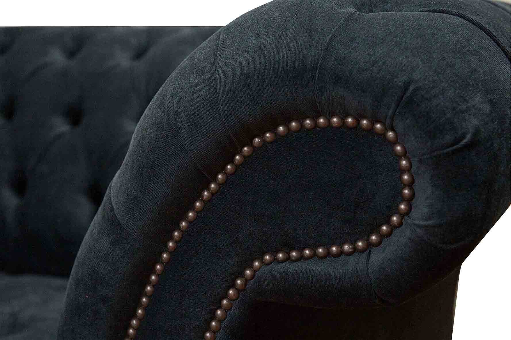 JVmoebel Chesterfield-Sessel, Sessel Wohnzimmer Design Klassisch Sitzer Schwarz Textil 1