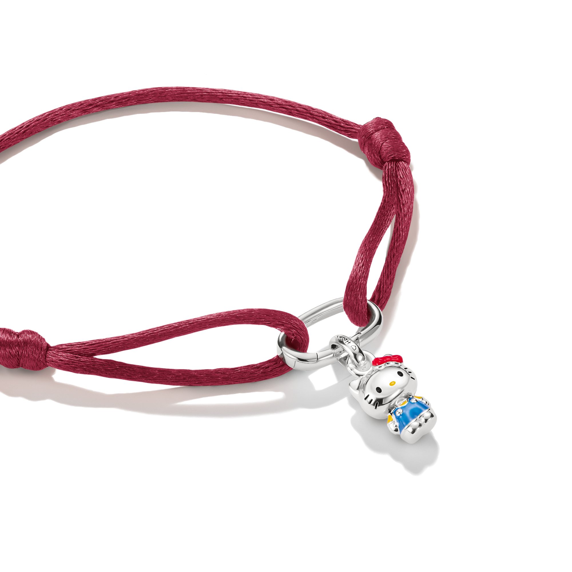 THOMAS SABO Armband THOMAS SABO ♡ Hello Kitty Textilarmband rot blau, Emaille