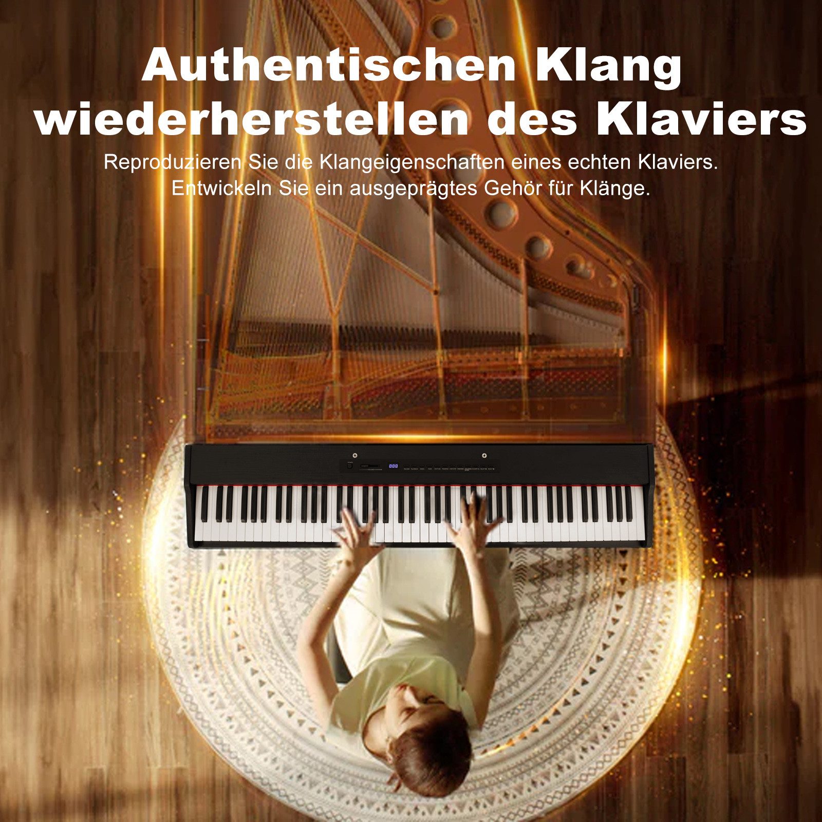 MUSTAR Digitalpiano 88 Tasten mit halbgewichteten Tasten und Bluetooth (mit Pianobank), Portables E-Piano Set mit Sustain Pedal, Ständer und Tragetasche – Bild 5 von 5